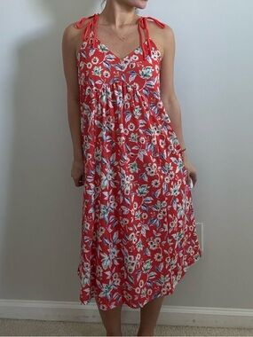 MANGO Floral Red and White Sundress